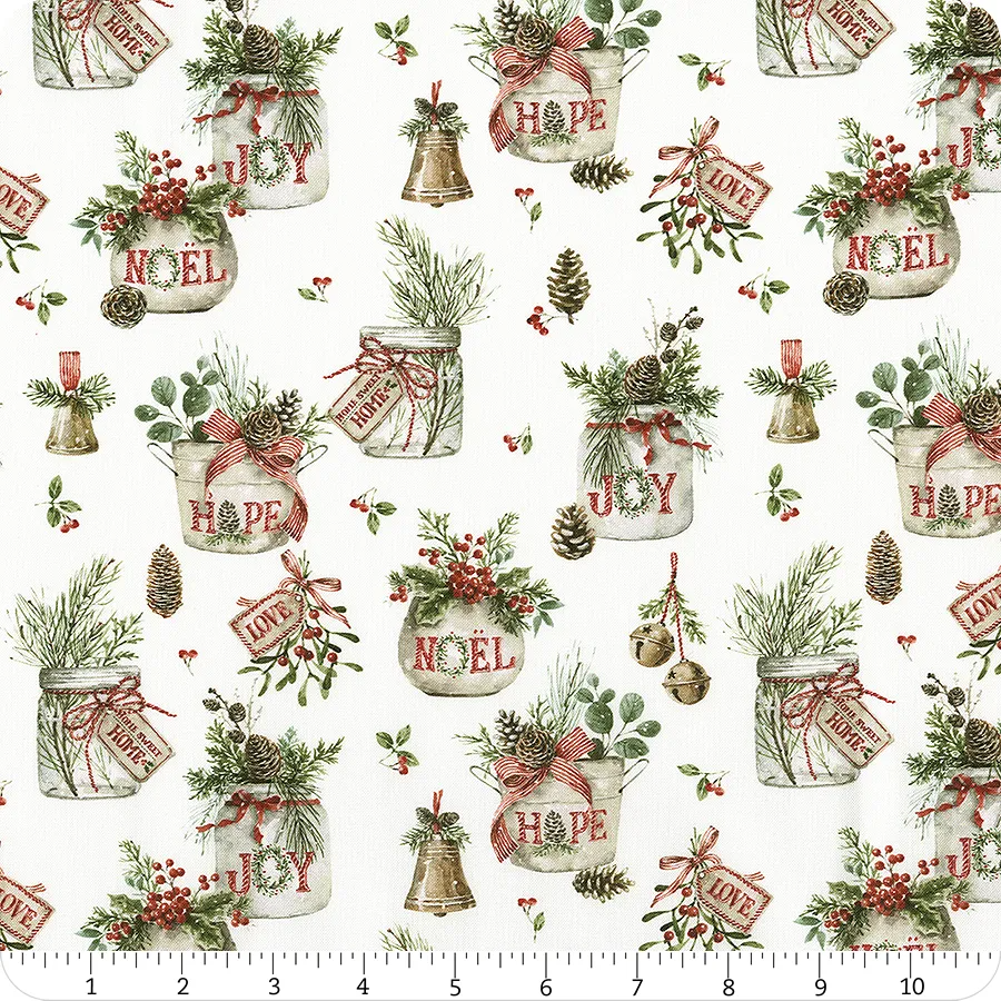 Holiday Spirit Main Cream Lisa Audit Riley Blake Designs Cotton Fabric RB-CD17460-CREAM