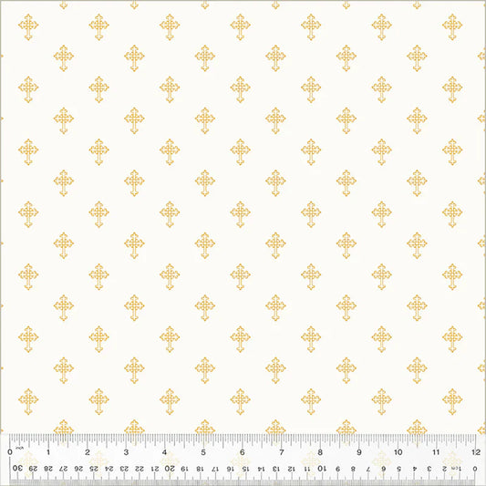 Holiday Twinkle Faith White Gold Metallic Whistler Studios Windham Cotton Fabric WF-53993M-3
