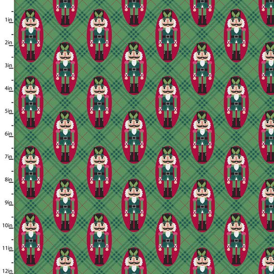 Holiday Wonder Nutcracker Green 3 Wishes Cotton Fabric