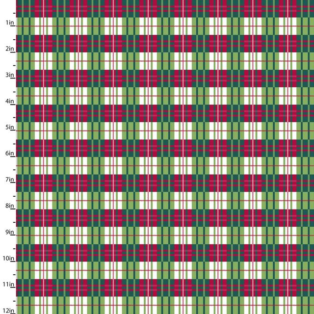 Holiday Wonder Plaid Green Red White 3 Wishes Cotton Fabric
