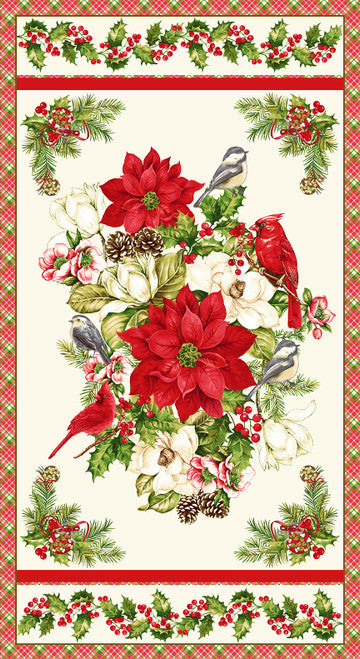 Holly Berry Park Panel 24” Cream Art Loft Studio E Cotton Fabric