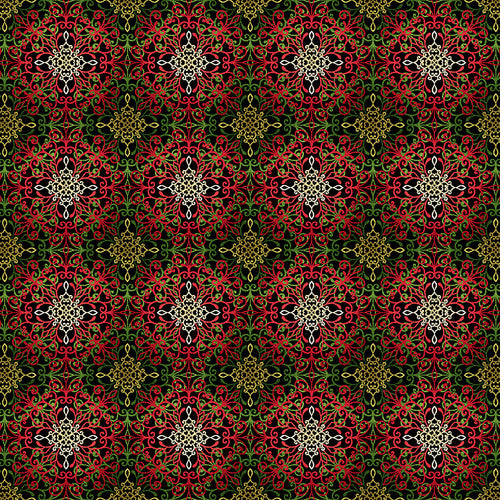 Holly Berry Park Stitchery Medallion Black Art Loft Studio E Cotton Fabric