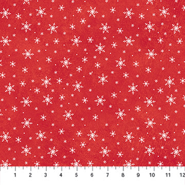 Holly Jolly Snowflakes Red EML Studio Northcott Cotton Fabric NC-28818-24