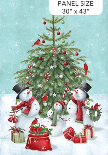Holly Jolly Snowman Panel 30" Turquoise Multi EML Studio Northcott Cotton Fabric NC-DP28811-64 | US Fabric Shop