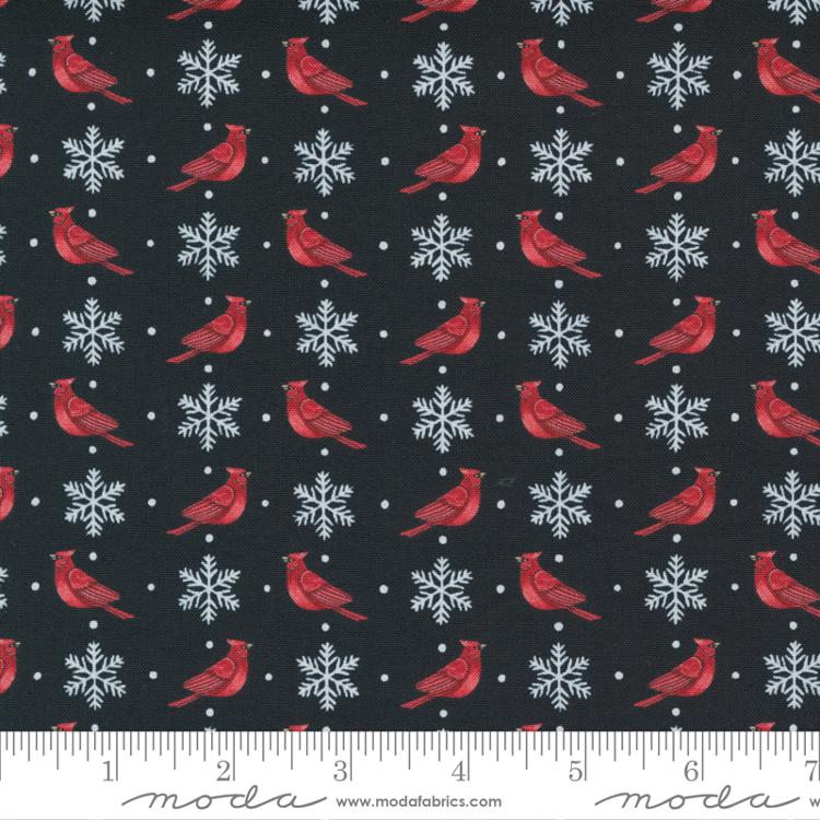 Home Sweet Holidays Cardinals Black Deb Strain Moda Cotton Fabric