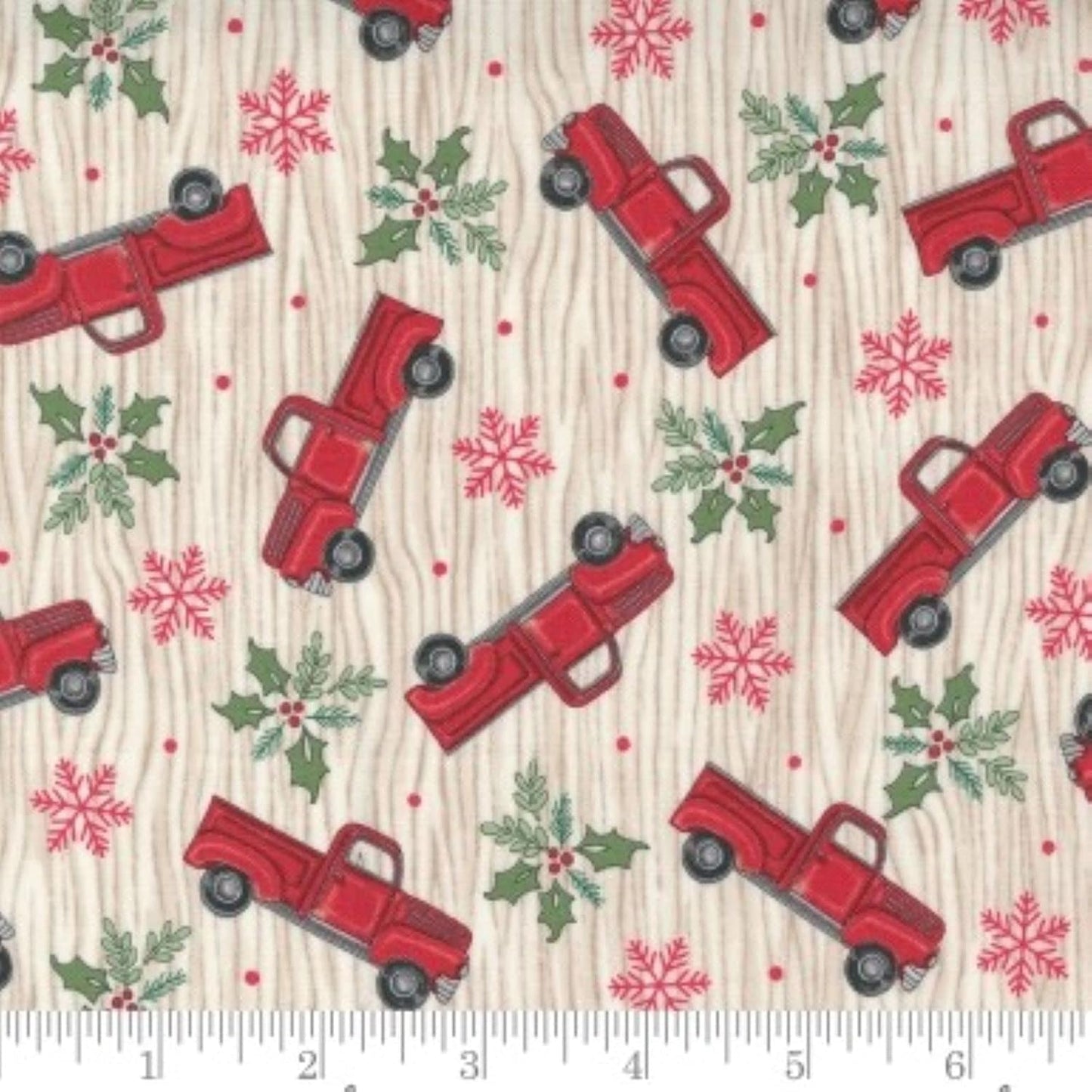 Home Sweet Holidays Vintage Truck Toss White Deb Strain Moda Cotton Fabric