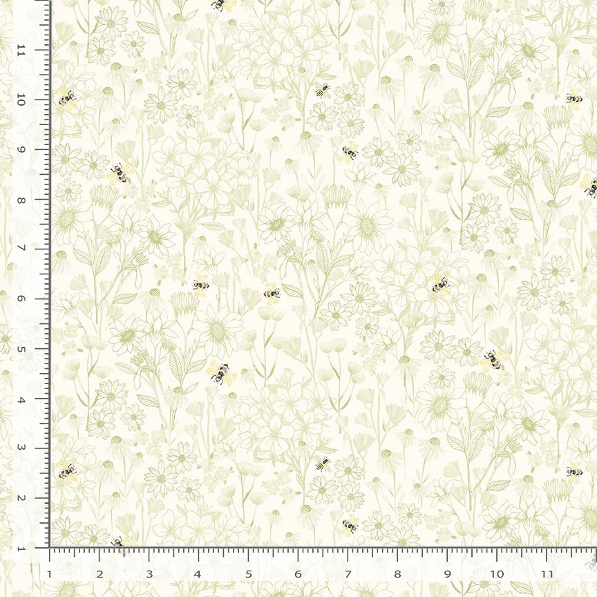 Home Sweet Home Floral Toile & Bees Sage Green Timeless Treasures Cotton Fabric TT-BEE-CD3045-SAGE