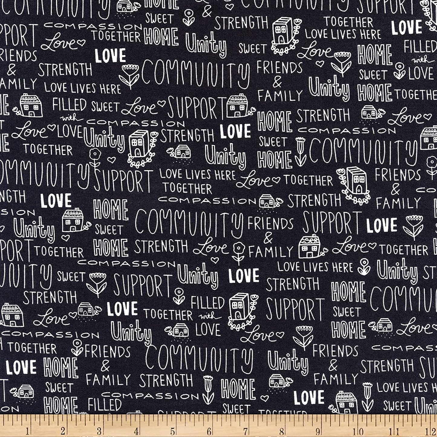 Home Love Lives Here Words Black Windham Cotton Fabric WF-52662-2