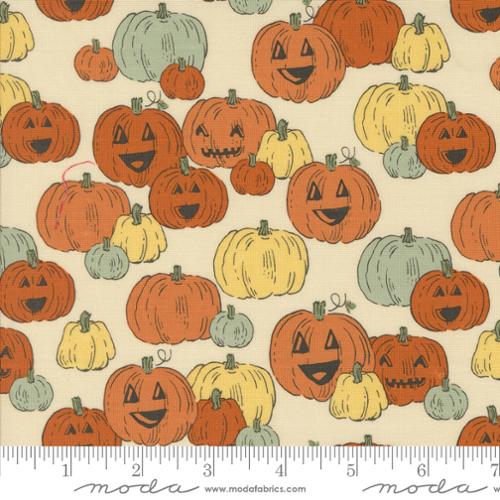 Home Sweet Haunt Pumpkin Bone Multi Stacy Lest Hsu Moda Cotton Fabric MD-20916-11