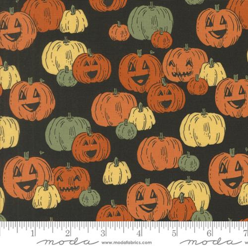 Home Sweet Haunt Pumpkin Midnight Black Stacy Lest Hsu Moda Cotton Fabric MD-20916-17