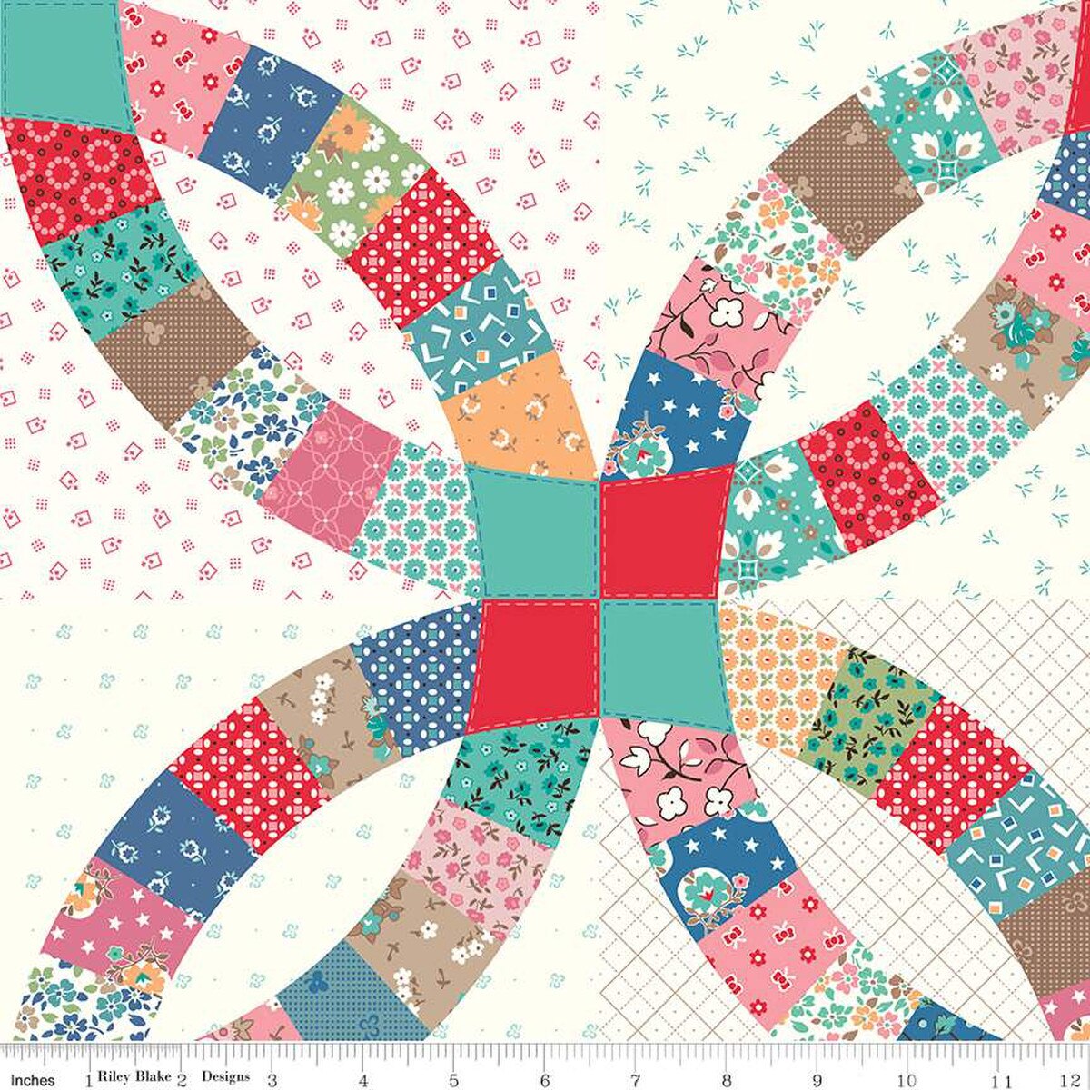 Home Town 108" Wide Back Wedding Print Multi Lori Holt Riley Blake Designs Cotton Fabric RB-WB14502-MULTI