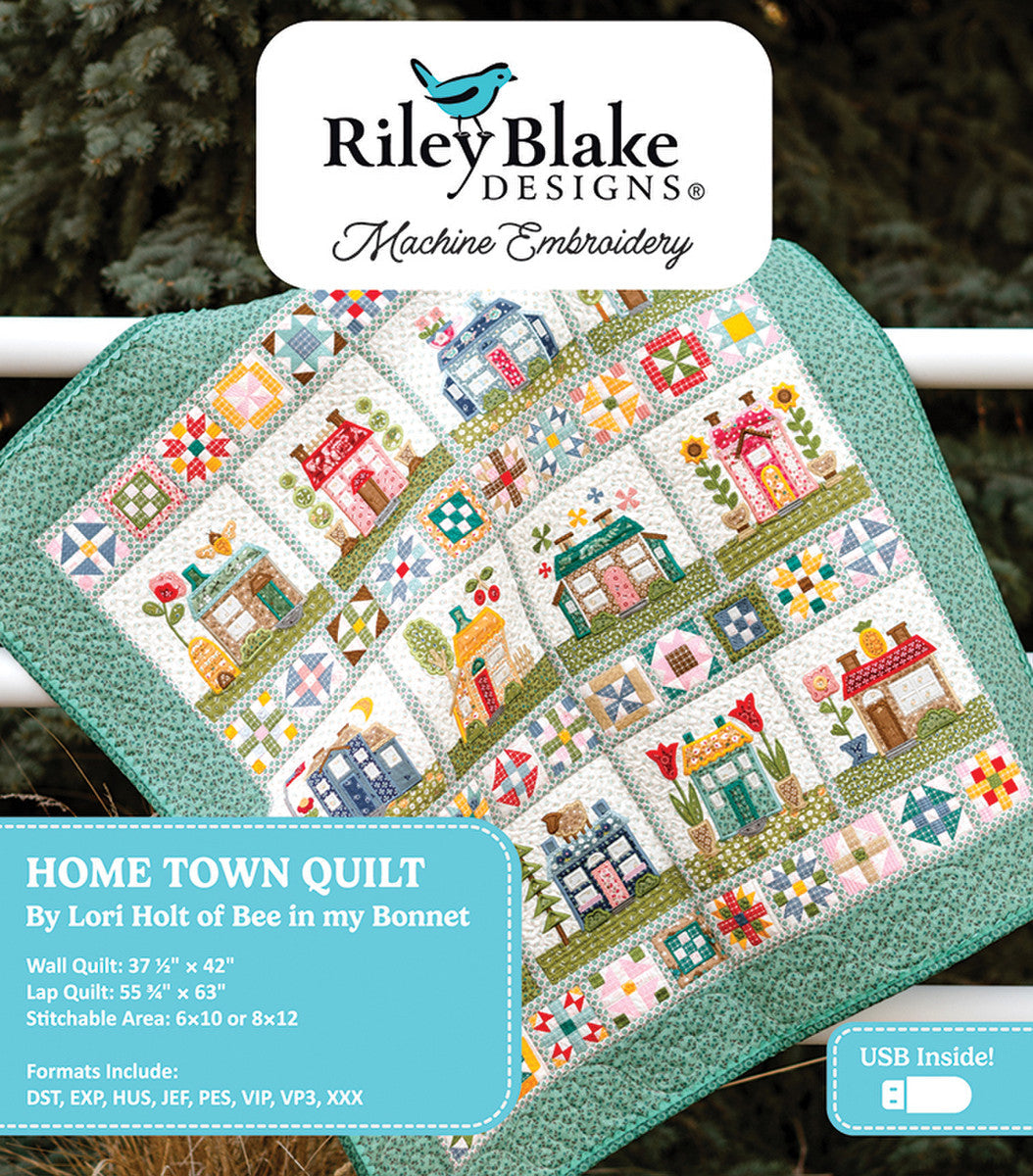 Home Town Quilt Projects Machine Embroidery USB Lori Holt Riley Blake