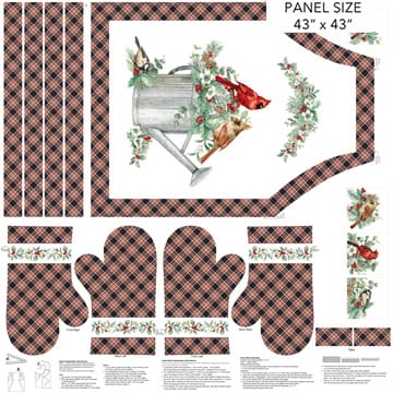 Home for Christmas Apron Panel 43"x43" White Multi Deborah Edwards Northcott Cotton CANVAS Fabric NC-C28922-10 | US Fabric Shop