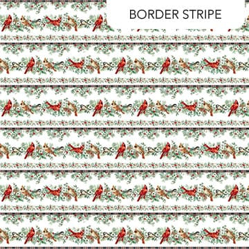 Home for Christmas Border Stripe White Multi Deborah Edwards Northcott Cotton Fabric NC-DP28924-10 | US Fabric Shop