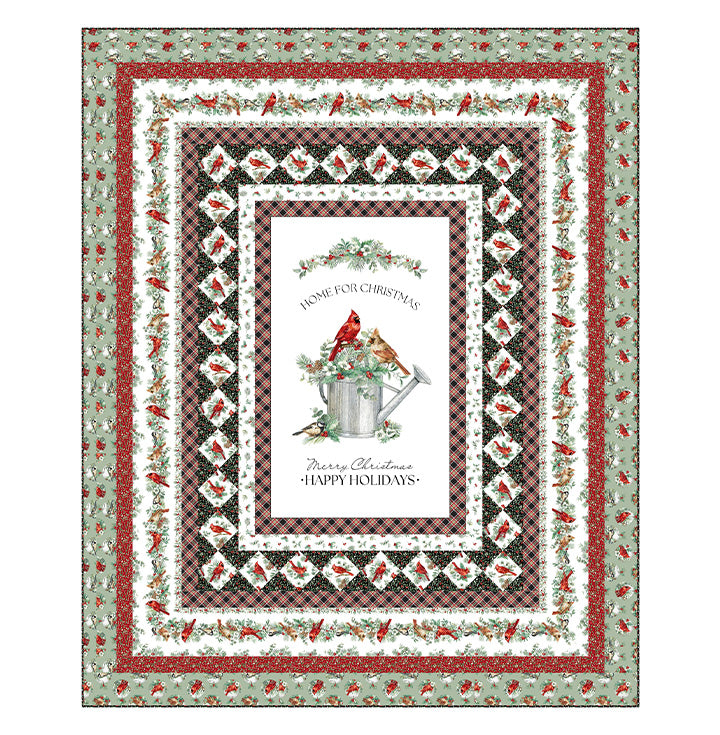 Home for Christmas Digital Quilt Top 68"x83" Deborah Edwards Northcott Cotton Fabric NC-DQ3599