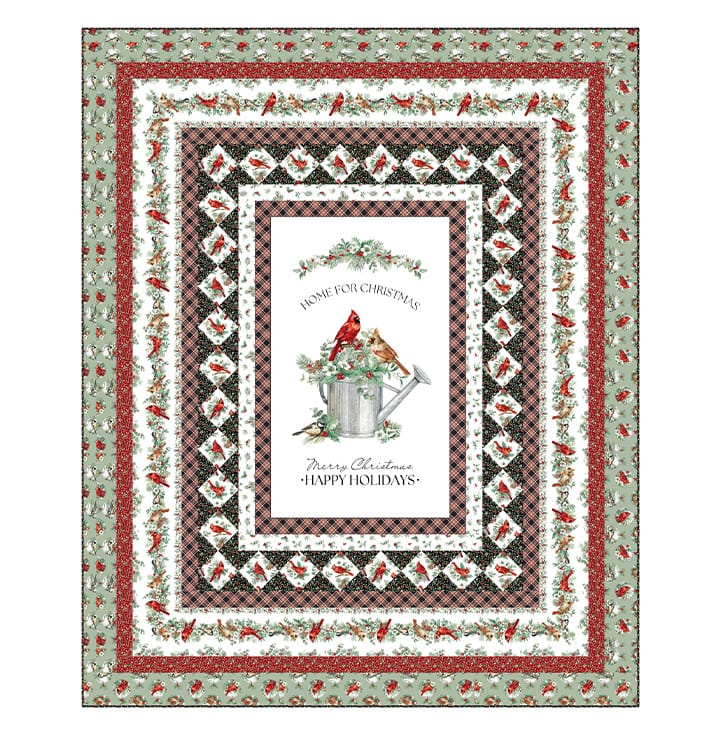 Home for Christmas Digital Quilt Top 68"x83" Deborah Edwards Northcott Cotton Fabric NC-DQ3599 | US Fabric Shop
