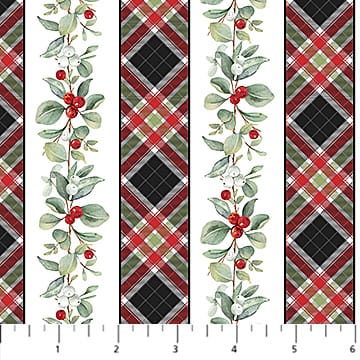 Home for Christmas Plaid Stripe White Multi Deborah Edwards Northcott Cotton Fabric NC-DP28927-10 | US Fabric Shop