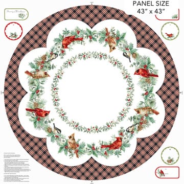 Home for Christmas Tree Skirt Panel 43"x43" White Multi Deborah Edwards Northcott Cotto CANVAS Fabric NC-C28923-10 | US Fabric Shop