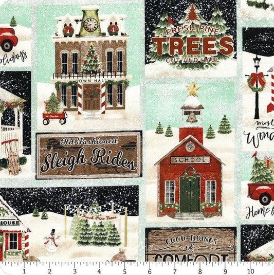 Home the Holidays Patch Multi Beth Albert 3 Wishes Cotton Fabric