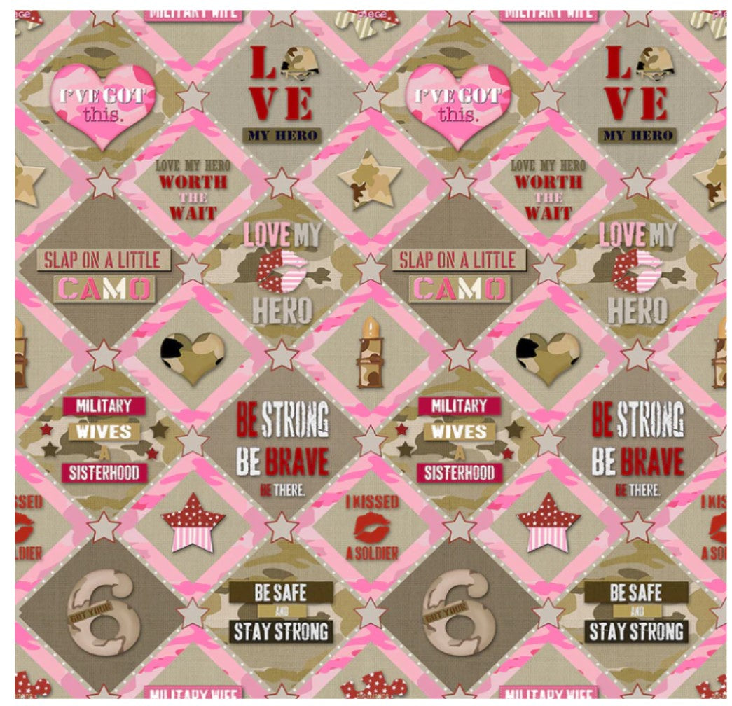 Homefront Girl Military Pink Diamond Sisterhood Camo Sykel Cotton Fabric