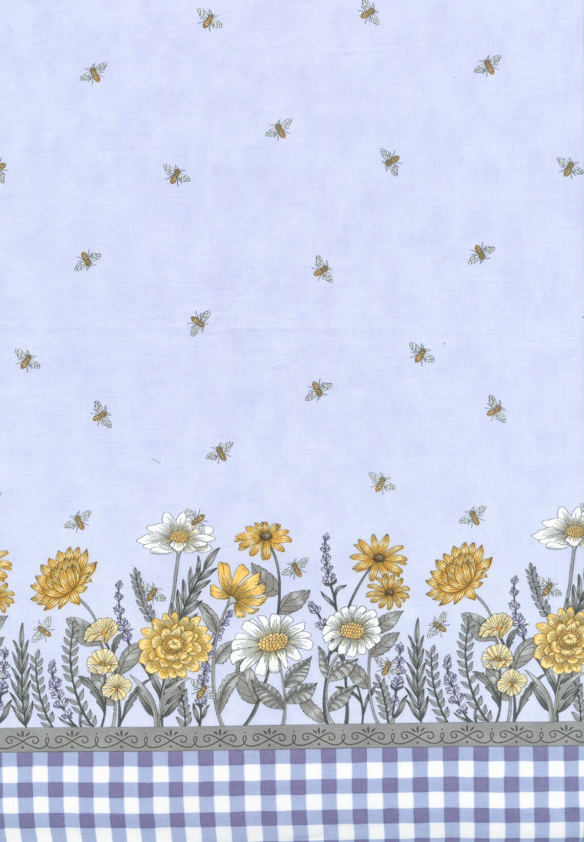 Honey & Lavender Floral Border Print Soft Lavender Deb Strain Moda Cotton Fabric