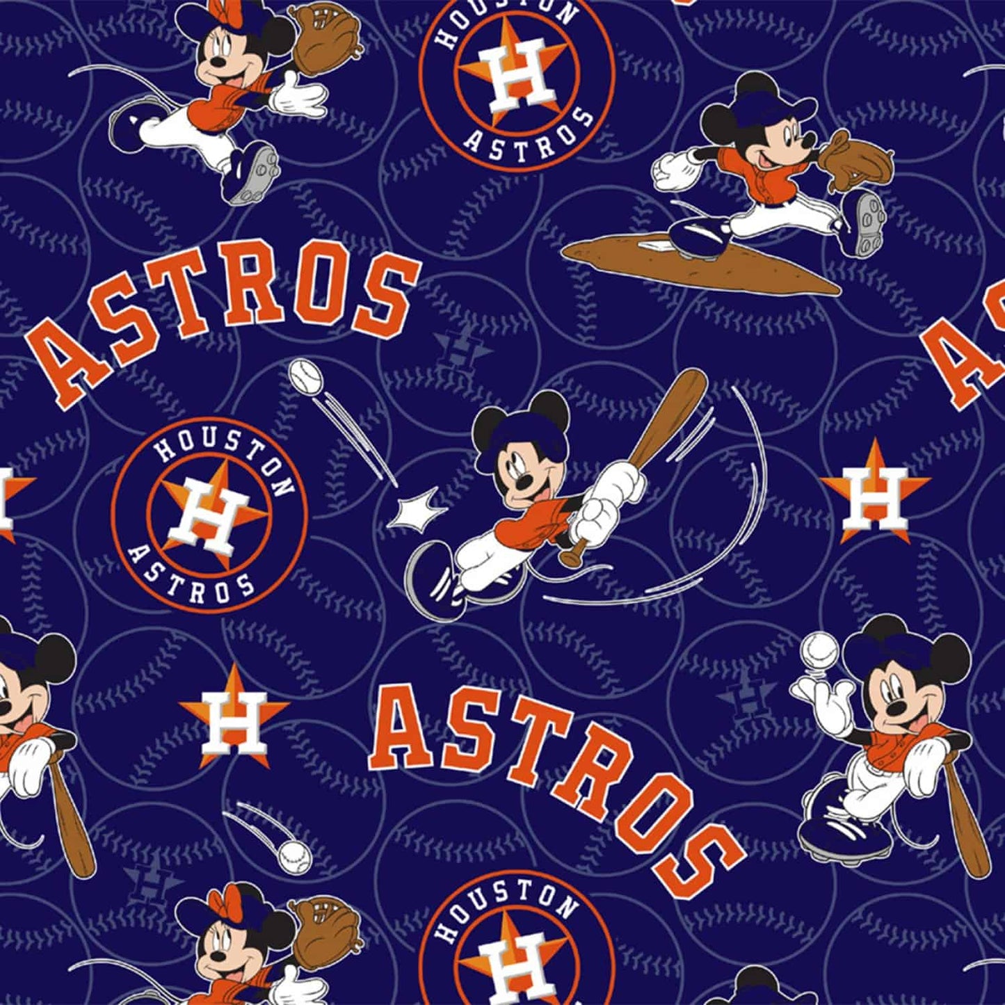 Houston Astros MLB Baseball Disney Mickey Mouse Club Fabric Traditions Cotton Fabric MLB-60344B