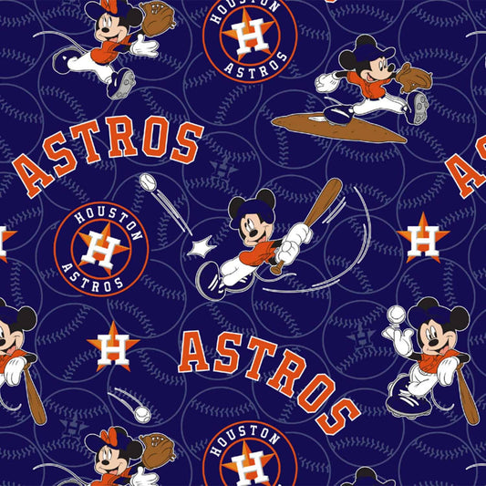 Houston Astros MLB Baseball Disney Mickey Mouse Club Fabric Traditions Cotton Fabric MLB-60344B