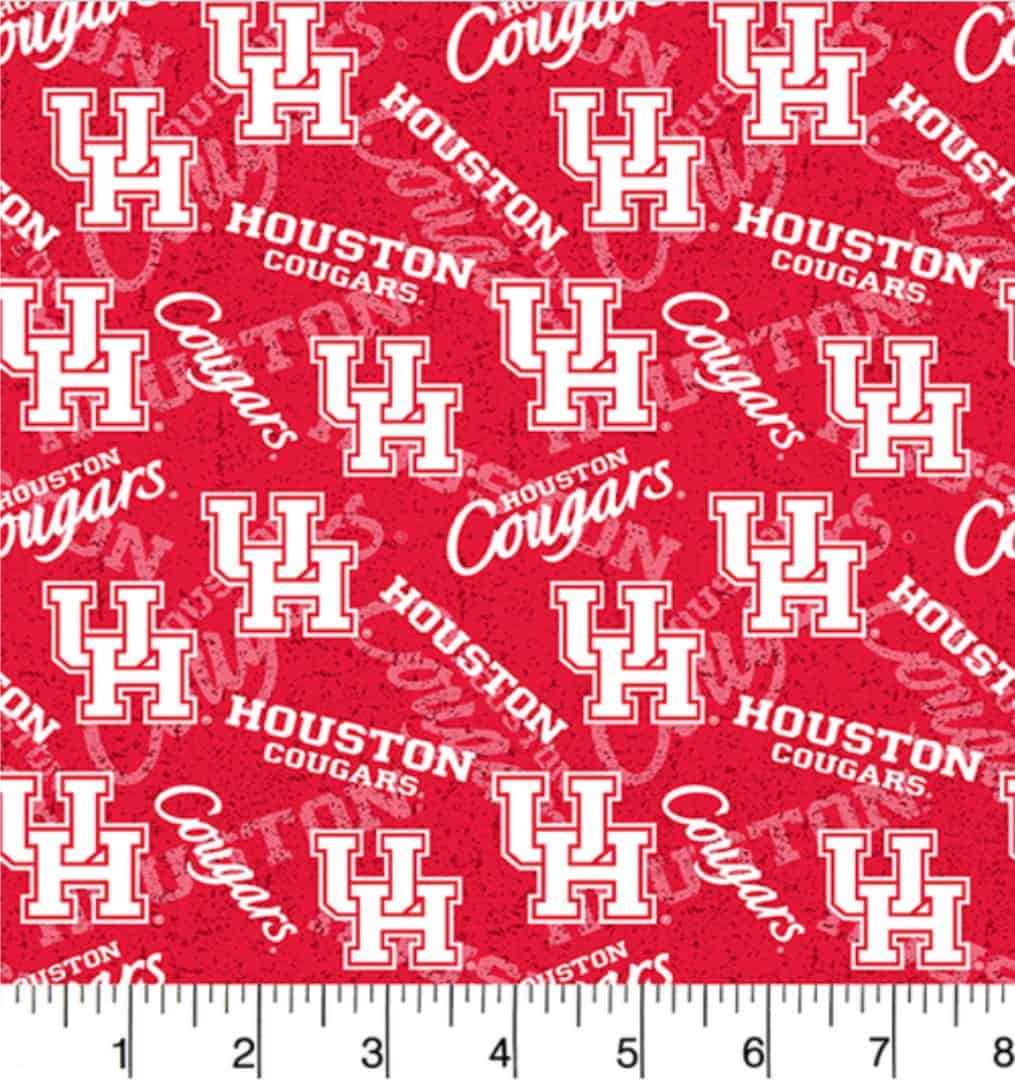 Houston Cougars NCAA College Tone on Tone Sykel Cotton Fabric HOU-1178