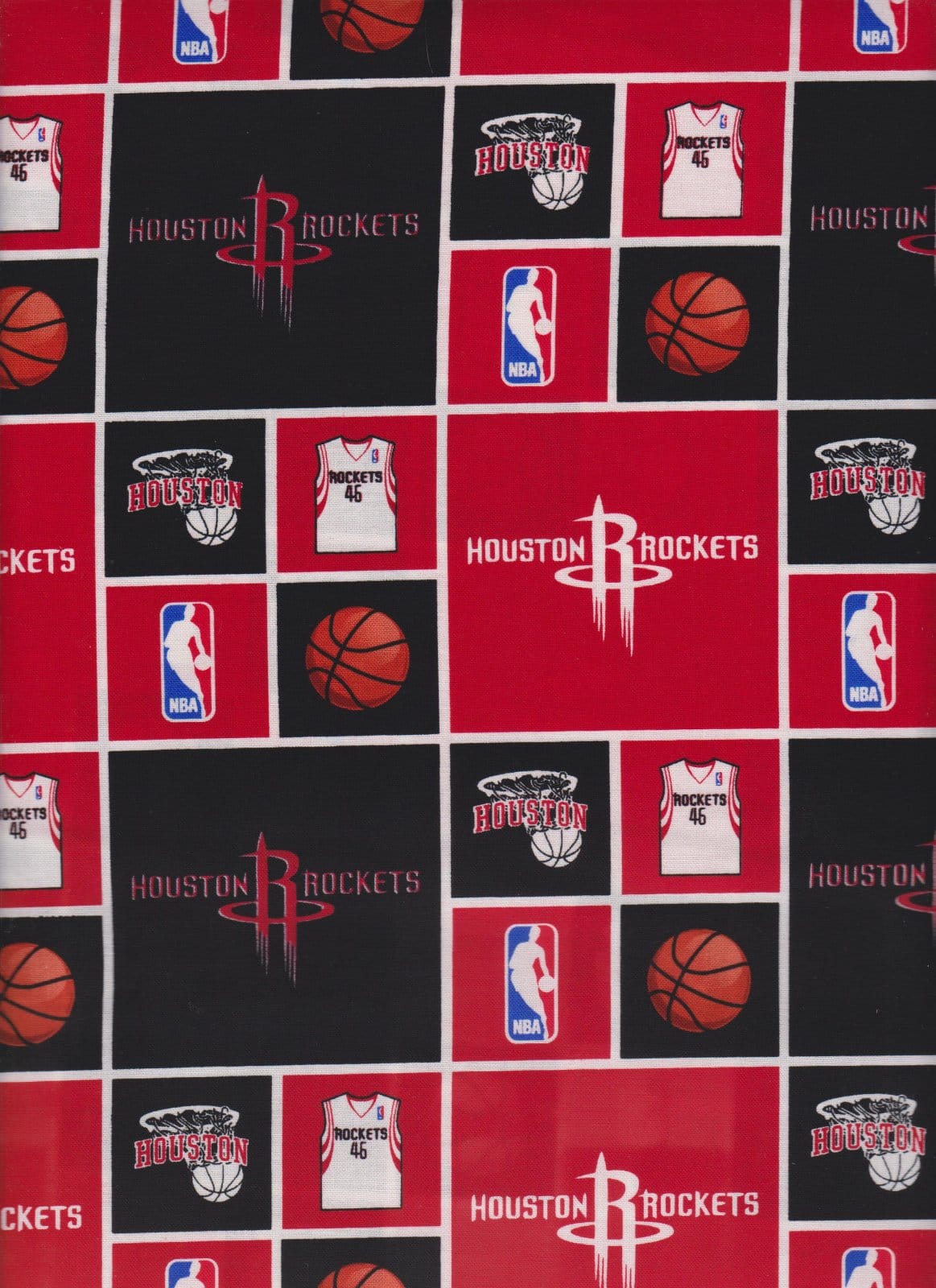 Houston Rockets NBA Basketball Cotton Fabric ROKTS-020