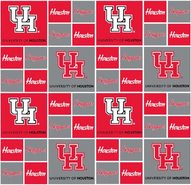 Houston Cougars NCAA College Block Sykel Enterprises Cotton Fabric HOU-020