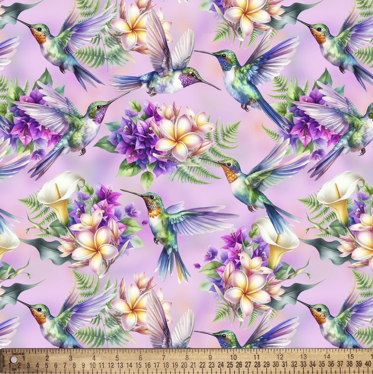 Hummingbirds and Flowers Multi David Textiles Cotton Fabric DT-DX-8781-5C-1