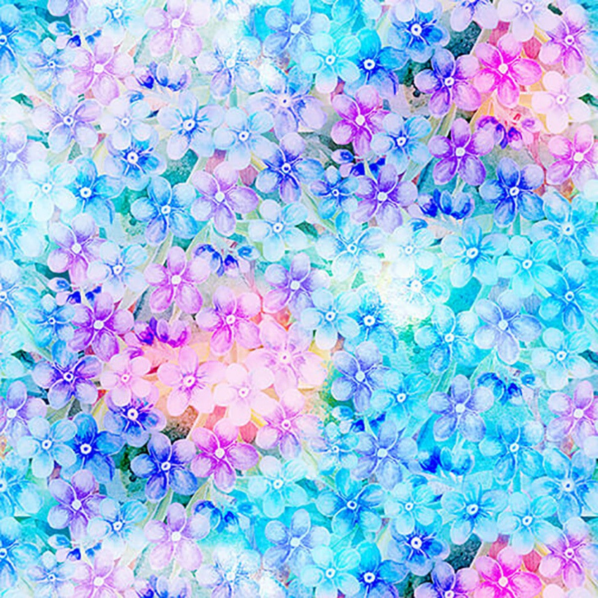 Hydrangea Garden Packed Hydrangea Blooms Sky Blue Jenni Lee Studio E Cotton Fabric