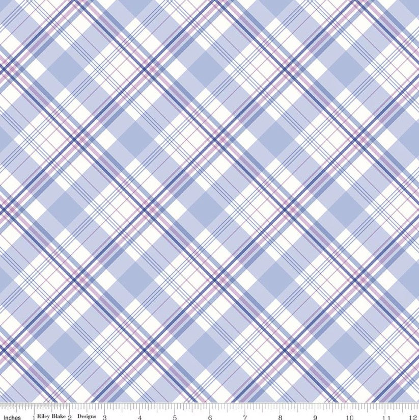 Hydrangeas the Garden Plaid Blue Jennifer Bosworth Riley Blake Designs Cotton Fabric RB-C16838-BLUE