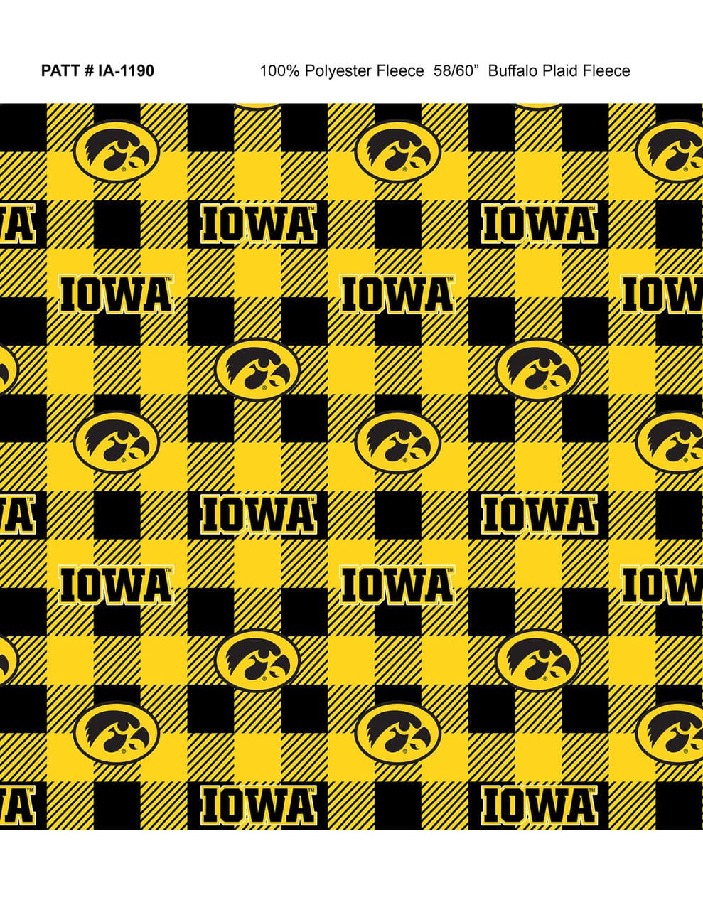 Iowa Hawkeyes NCAA College Buffalo Plaid Sykel Enterprises Polyester Fleece Fabric IA-1190 | US Fabric Shop