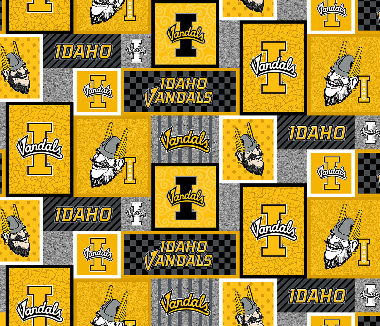 Idaho Vandals NCAA College Patch Sykel Enterprises Polyester Fleece Fabric ID-1177