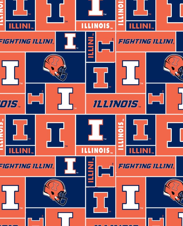 Illinois Fighting Illini NCAA College Geometric Sykel Enterprises Polyester Fleece Fabric ILL-012 | US Fabric Shop
