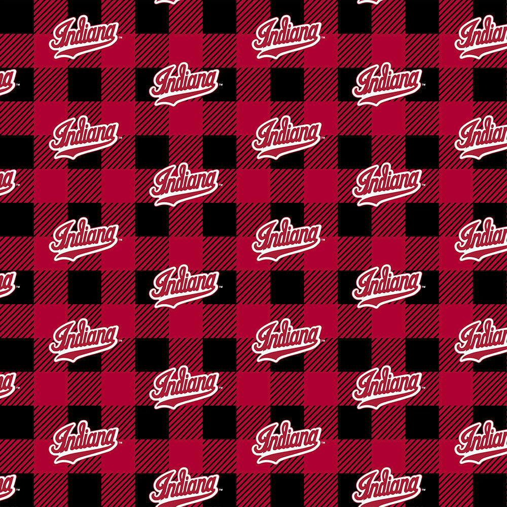 Indiana Hoosiers NCAA College Buffalo Plaid Sykel Enterprises Polyester Fleece Fabric IND-1190 | US Fabric Shop