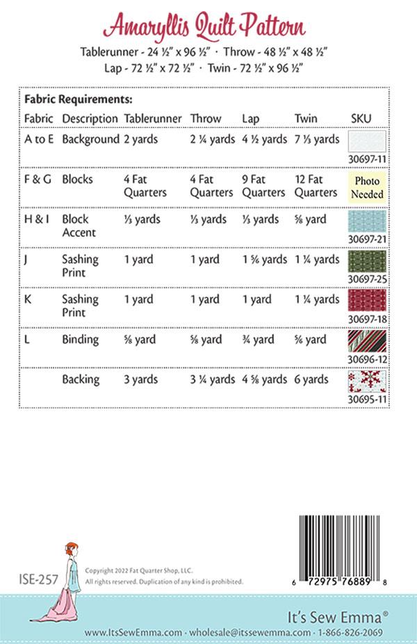 Amaryllis Quilt Pattern Its Sew Emma ISE-257