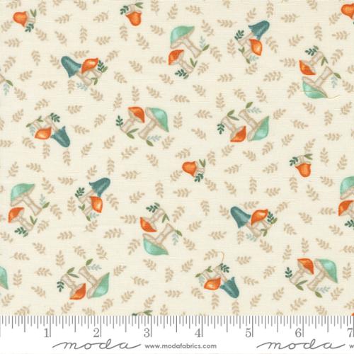 I Love Fall Most of All Allover Mushrooms Warm White Deb Strain Moda Fabrics Cotton Fabric MD-56142-11