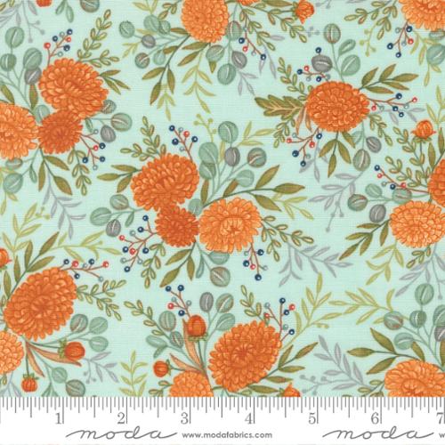 I Love Fall Most of All Floral Aqua Blue Deb Strain Moda Fabrics Cotton Fabric MD-56141-13