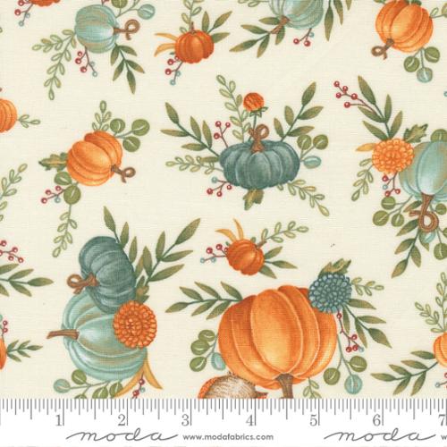 I Love Fall Most of All Pumpkins & Owls Warm White Deb Strain Moda Fabrics Cotton Fabric MD-56140-11
