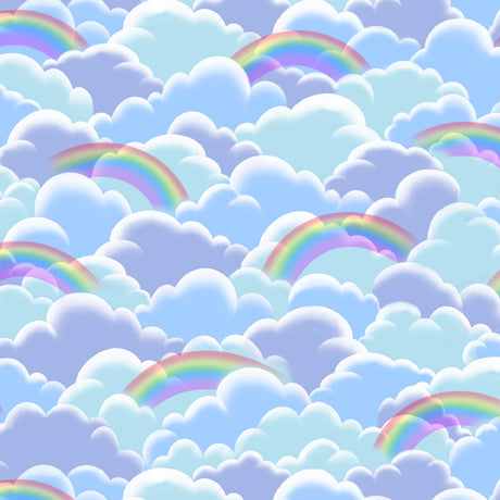 I'll Be A Sunbeam Rainbows & Clouds Blue Cindy Sepp Quilting Treasures Cotton Fabric