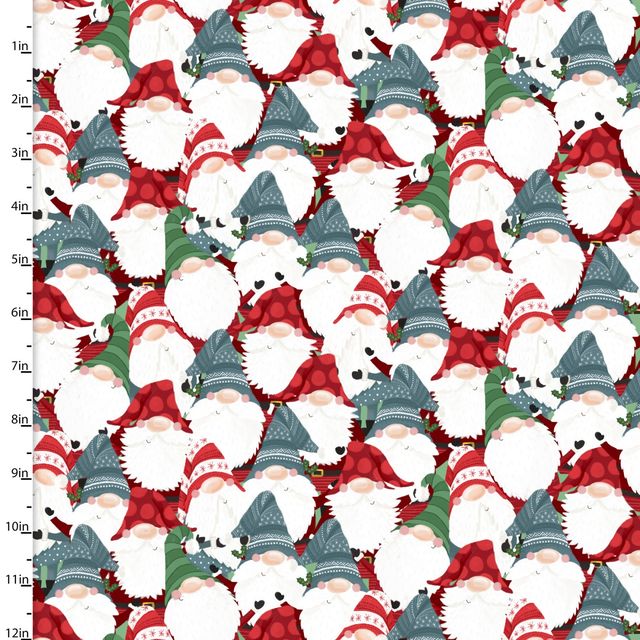 I'll Be Gnome Christmas Holiday Gnomes Packed Katie Yost 3 Wishes Cotton Fabric