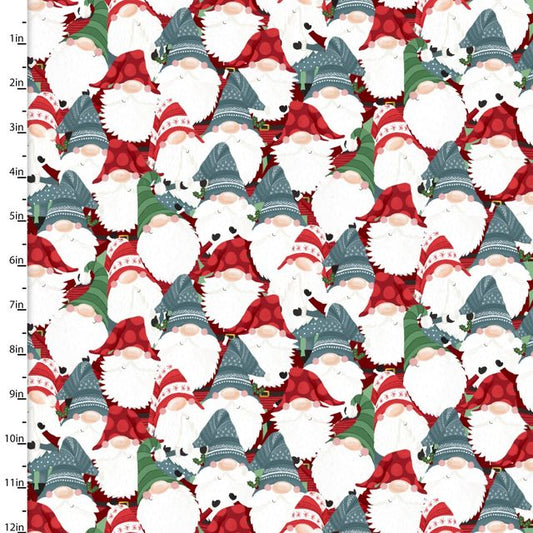 I'll Be Gnome Christmas Holiday Gnomes Packed Katie Yost 3 Wishes Cotton Fabric