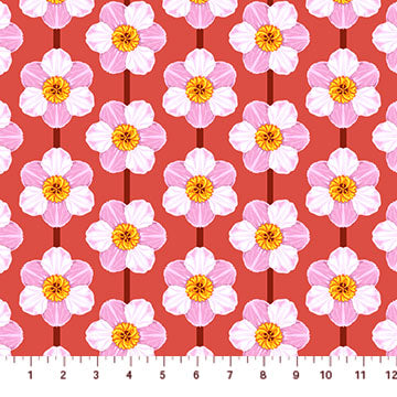 Iconic Daffodil Desert Red Anna Maria Parry Northcott Cotton Fabric NC-AMT126-23V