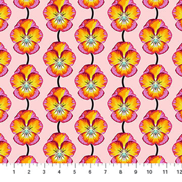 Iconic Pansy Flame Pink Anna Maria Parry Northcott Cotton Fabric NC-AMT124-59L