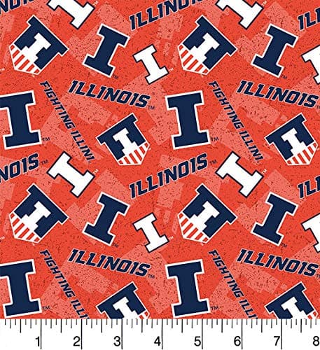 Illinois Fighting Illini NCAA College Tone on Tone Sykel Cotton Fabric ILL-1178