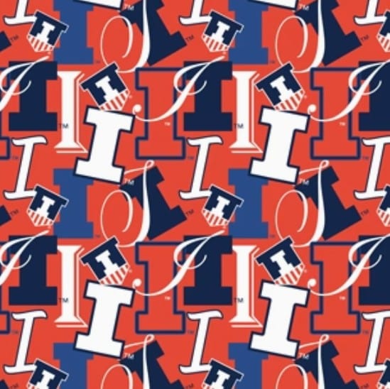 Illinois Fighting Illini NCAA College Letters Sykel Enterprises Cotton Fabric ILL-1372 | US Fabric Shop