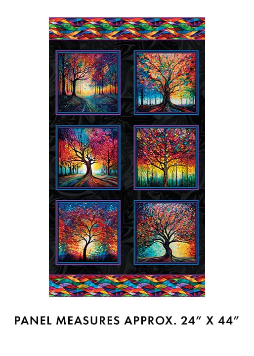 Illuminations Tree Panel 24" Peggy Collins Benartex Cotton Fabric BE-16880-99 | US Fabric Shop