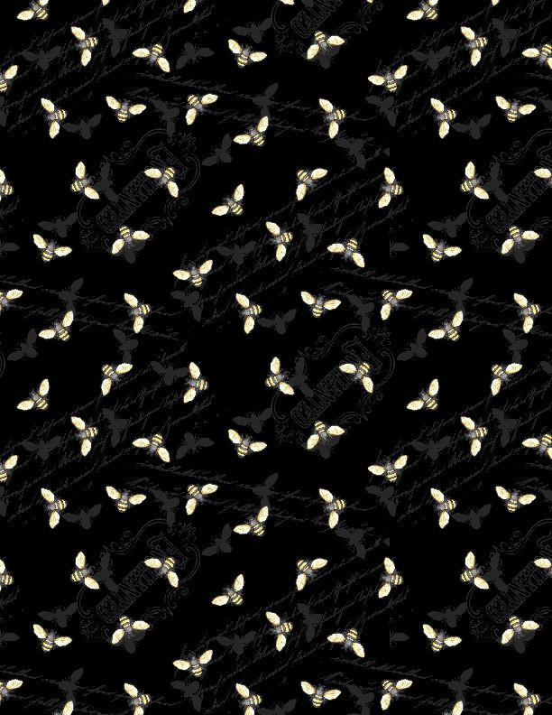 In Bloom Bee Toss Black Nancy Mink Wilmington Prints Cotton Fabric